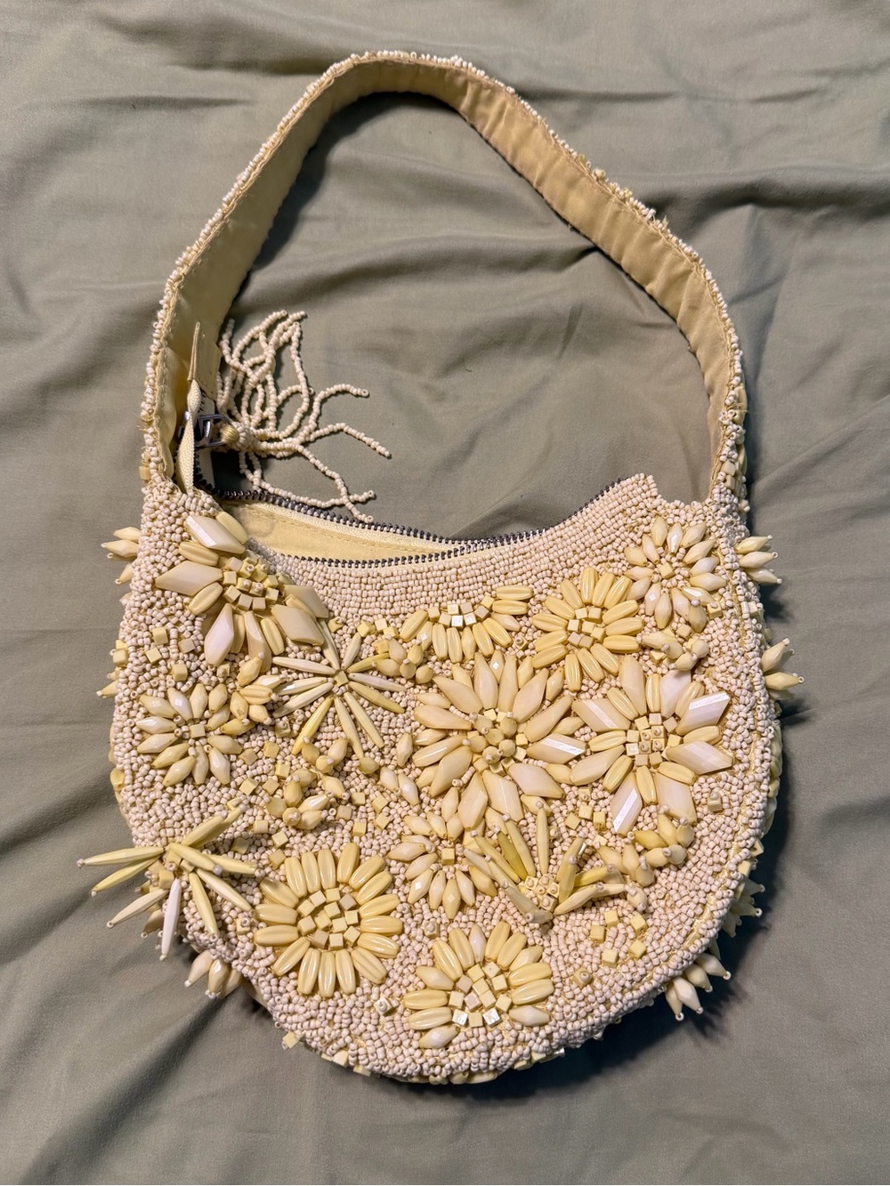 Chartreuse beaded handbag